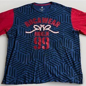 Rocawear Shirt Mens 4XL Blue/ RED tee Adult XXXXL Baggy 4XB Jay-Z y2k 2000s